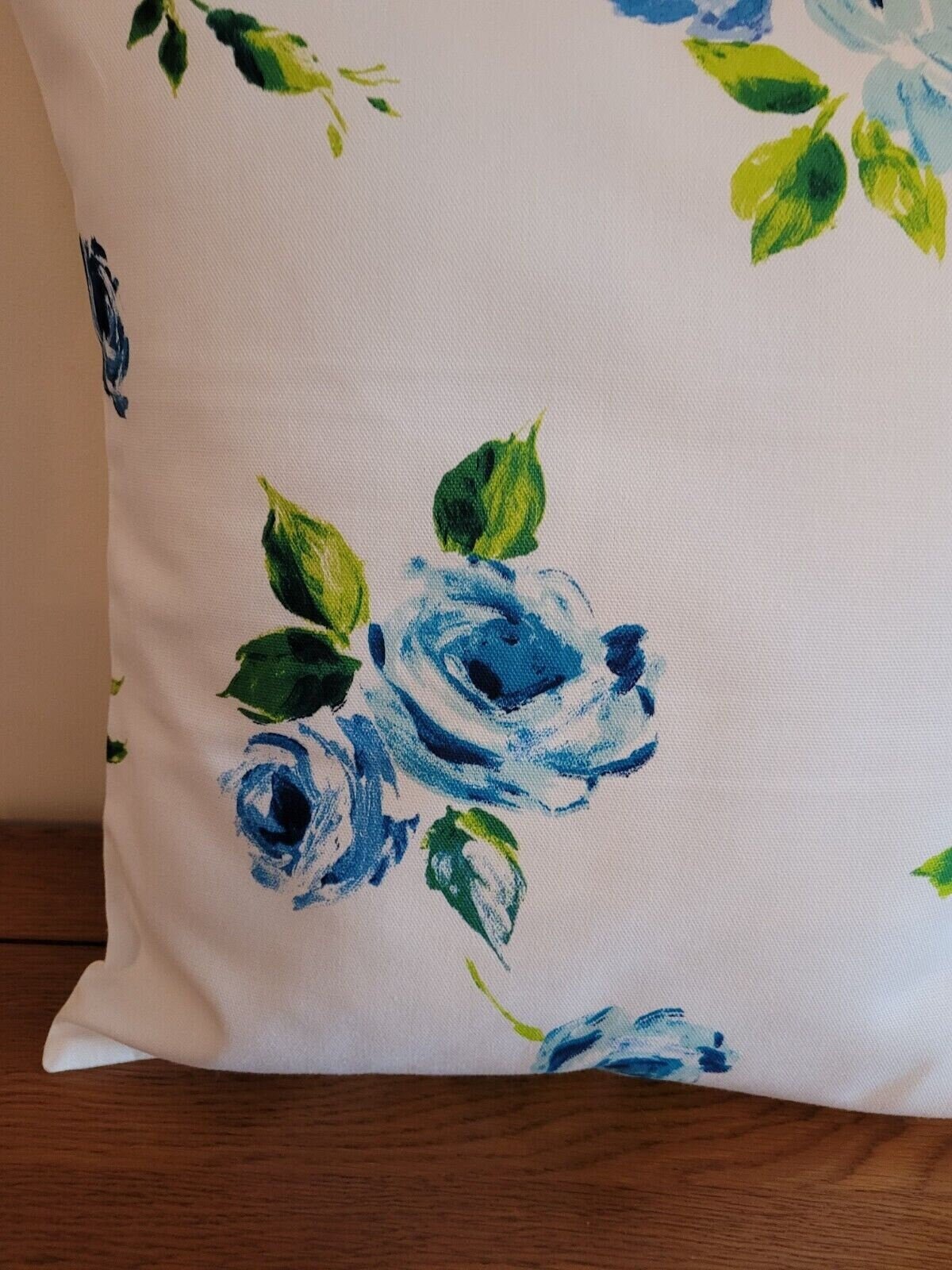 Cushion Cover Blue Rose Floral Design 10" 12" 14" 16" 17" 18" 20" 22" 24" 26" Handmade 100% Cotton - CushionCoverAndDecor