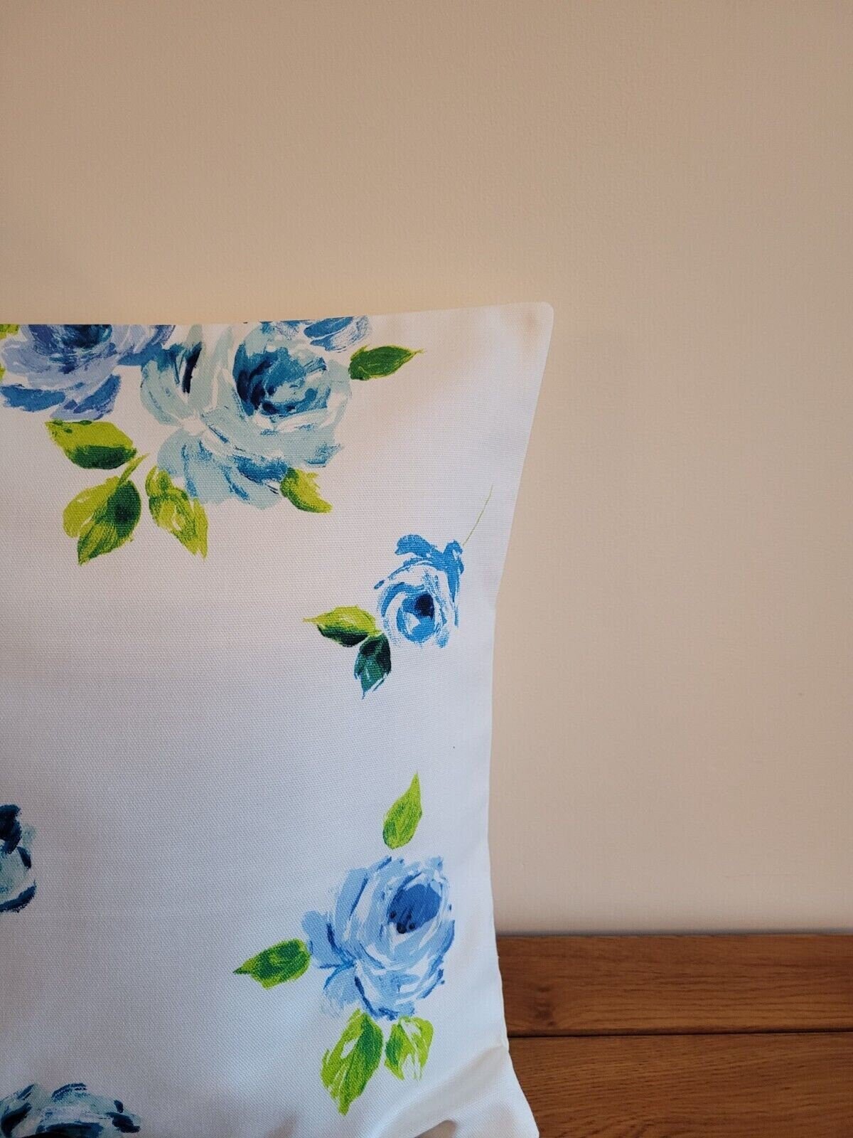 Cushion Cover Blue Rose Floral Design 10" 12" 14" 16" 17" 18" 20" 22" 24" 26" Handmade 100% Cotton - CushionCoverAndDecor