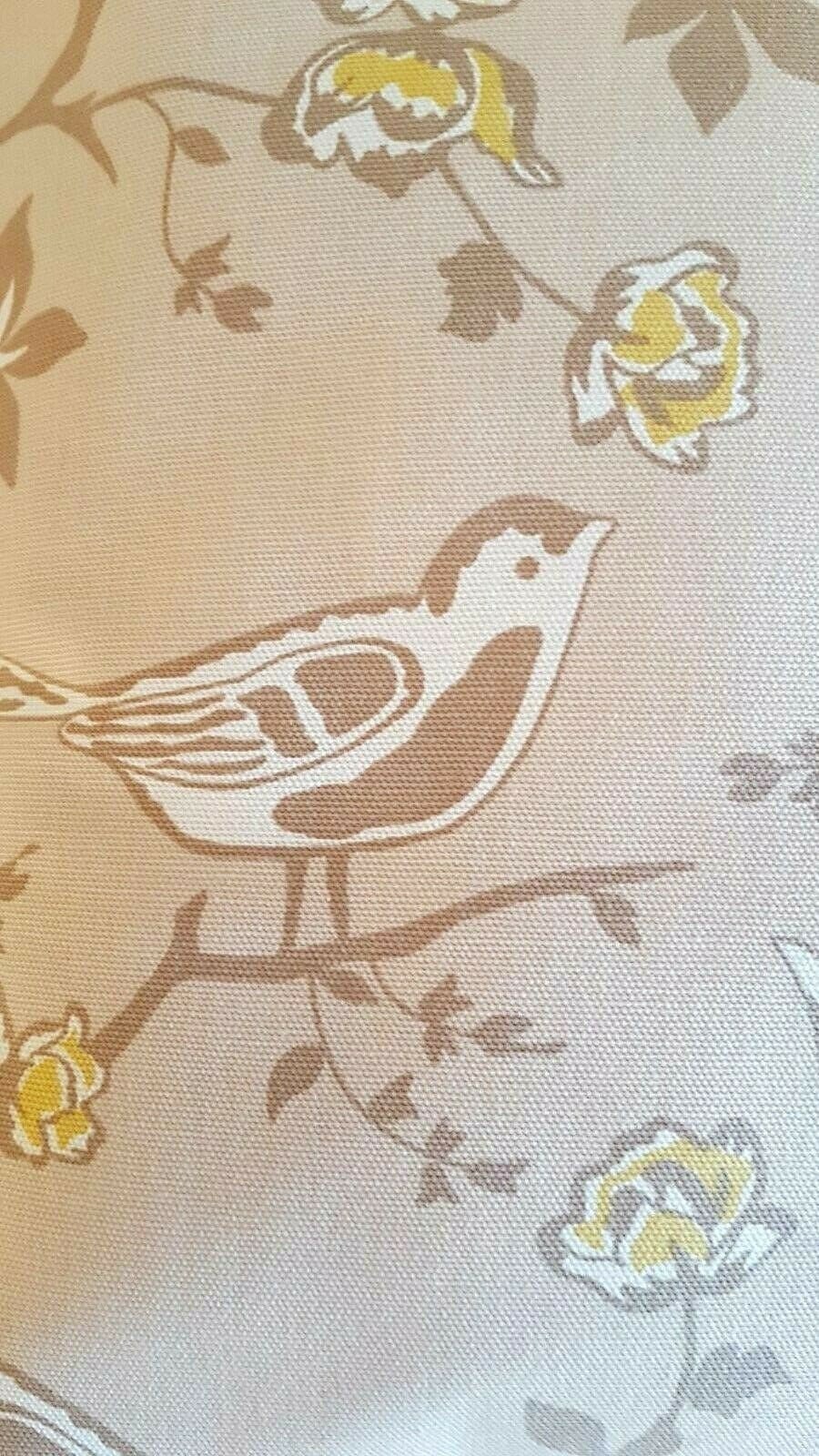 Cushion Cover Bramber Beige Yellow Birds Floral Design Design 10" 12" 14" 16" 17" 18" 20" 22" 24" 26" Ashley Wilde Handmade 100% Cotton - CushionCoverAndDecor