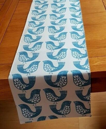 Cushion Cover Capri Blue Beige Scandi Bird Design 10" 12" 14" 16" 17" 18" 20" 22" 24" 26" 100% Cotton Handmade - CushionCoverAndDecor