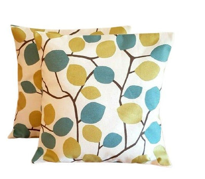 Cushion Cover Clarke & Clarke Nissa Wasabi Green Blue Leaves Design 10" 12" 14" 16" 17" 18" 20" 22" 24" 26"Handmade 100% Cotton - CushionCoverAndDecor