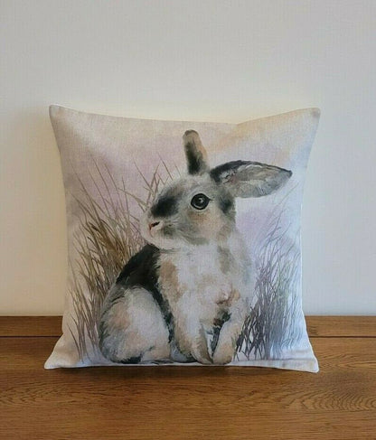 Cushion Cover Country Creatures Animal Linen-Look Cotton-Rich Fabric , Harres , Rooster , Bee , Rabbit , Duck Easter Cushion Cover - CushionCoverAndDecor