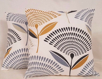 Cushion Cover Floral Dandelion Saffron Yellow Grey Design 10" 12" 14" 16" 17" 18" 20" 22" 24" 26" Prestigious Textiles Handmade 100% Cotton - CushionCoverAndDecor