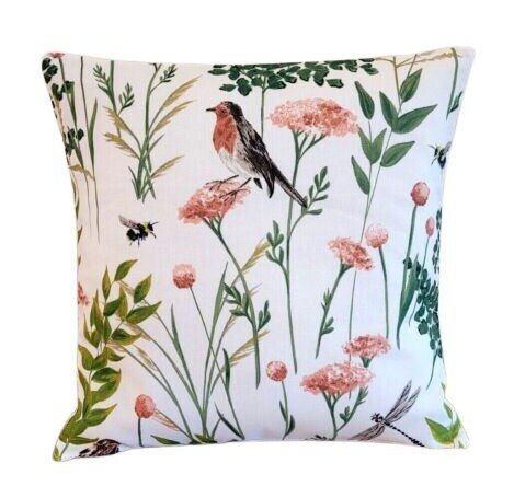 Cushion Cover Gardenia Blush Birds Floral Design 10" 12" 14" 16" 17" 18" 20" 22" 24" 26" Handmade 100% Cotton - CushionCoverAndDecor