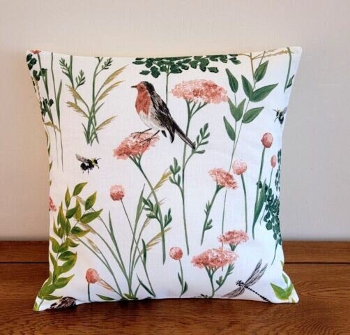 Cushion Cover Gardenia Blush Birds Floral Design 10" 12" 14" 16" 17" 18" 20" 22" 24" 26" Handmade 100% Cotton - CushionCoverAndDecor