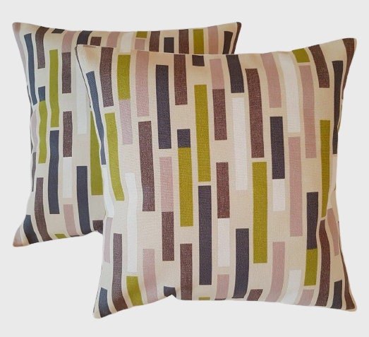 Cushion Cover Geometric Green Grey Black Brown Beige 10" 12" 14" 16" 17" 18" 20" 22" 24" iLiv Adara Handmade 100% Cotton - CushionCoverAndDecor