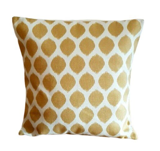 Cushion Cover Gold Beige Ikat Geometric 10" 12" 14" 16" 17" 18" 20" 22" 24" 26" Sandown & Bourne Design Handmade 100% Cotton - CushionCoverAndDecor