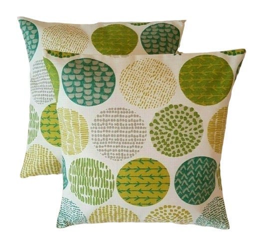 Cushion Cover Green Cactus Lime Circle Design 10" 12" 14" 16" 17" 18" 20" 22" 24" Handmade 100% Cotton - CushionCoverAndDecor