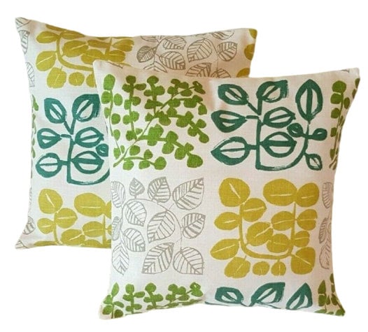 Cushion Cover Green Lime Cactus Leaf Design 10" 12" 14" 16" 17" 18" 20" 22" 24" Handmade 100% Cotton - CushionCoverAndDecor