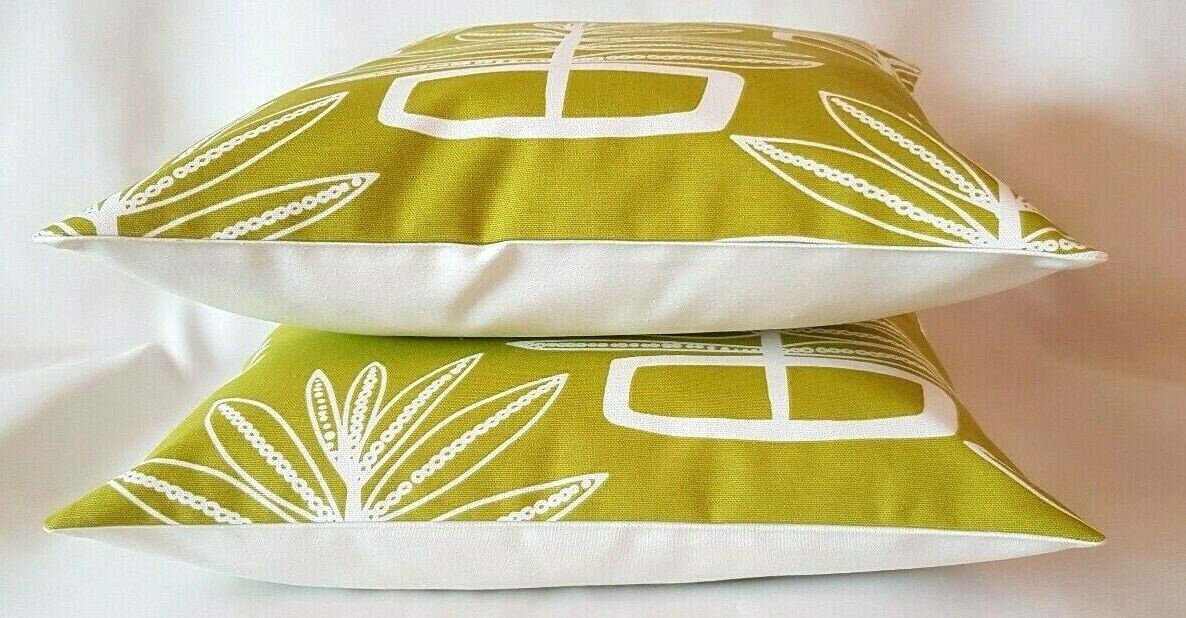 Cushion Cover Green Lime Scandi Floral Design 10" 12" 14" 16" 17" 18" 20" 22" 24" 26" Prestigious Textiles 100% Cotton Handmade - CushionCoverAndDecor