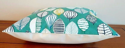 Cushion Cover Green Teal Leaf Canyon Lagoon Petrol & Sea Design 10" 12" 14" 16" 17" 18" 20" 22" 24" 26" Handmade 100% Cotton - CushionCoverAndDecor