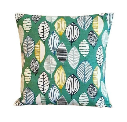 Cushion Cover Green Teal Leaf Canyon Lagoon Petrol & Sea Design 10" 12" 14" 16" 17" 18" 20" 22" 24" 26" Handmade 100% Cotton - CushionCoverAndDecor