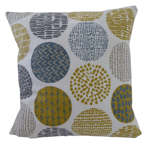 Cushion Cover Grey Saffron Mustard Yellow Circle Design 10" 12" 14" 16" 17" 18" 20" 22" 24" 26" Prestigious Textiles Handmade 100% Cotton - CushionCoverAndDecor