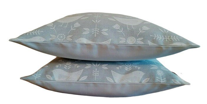 Cushion Cover Grey Scandi Bird Floral - CushionCoverAndDecor