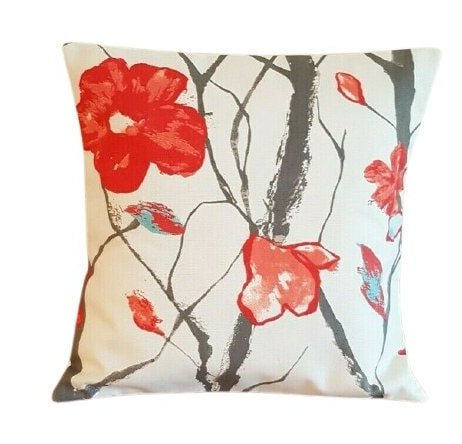 Cushion Cover Harlequin Scion Celandine Floral Red Grey Design 10" 12" 14" 16" 17" 18" 20" 22" 24" 26" Harlequin Scion 100% Cotton Handmade - CushionCoverAndDecor