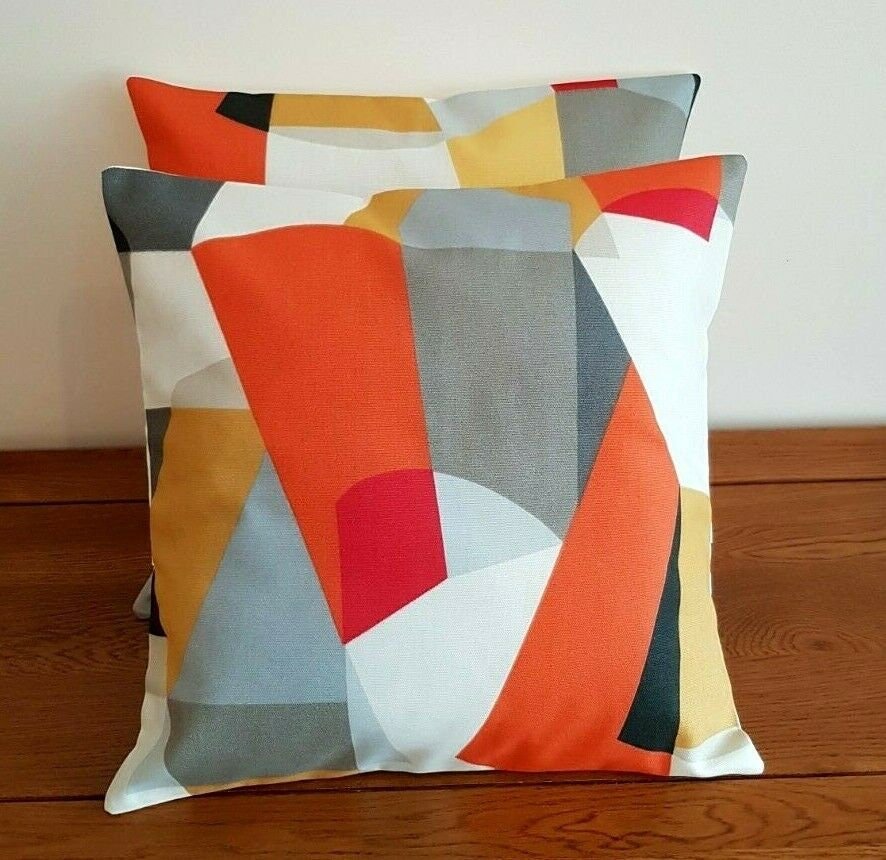 Cushion Cover Harlequin Scion Pucci Orange Geometric Design 10" 12" 14" 16" 17" 18" 20" 22" 24" 26" 100% Cotton Handmade - CushionCoverAndDecor