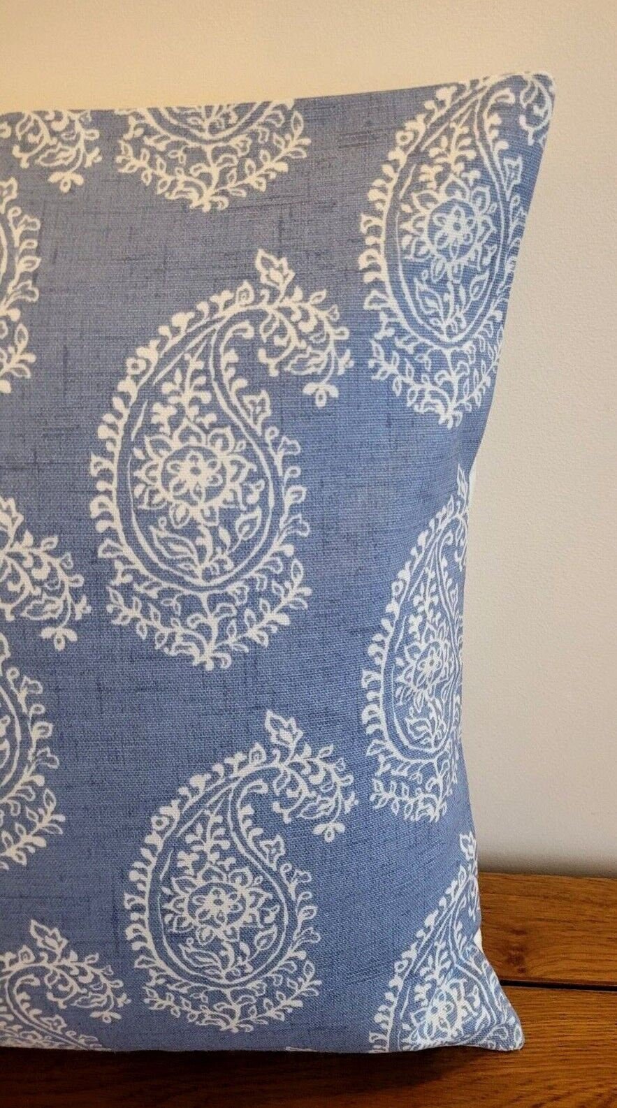 Cushion Cover Harriet Paisley , Chambray Blue Pillow Cover 10" 12" 14" 16" 17" 18" 20" 22" 24" 26" Handmade 100% Cotton - CushionCoverAndDecor