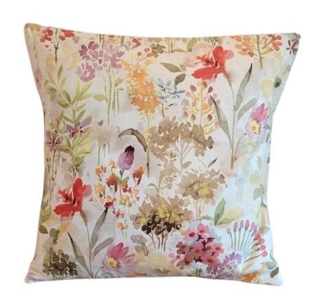 Cushion Cover Hedgerow Autumn Floral Design , Decorative Pillow Cover 10" 12" 14" 16" 17" 18" 20" 22" 24" 26" 100% Cotton Handmade - CushionCoverAndDecor