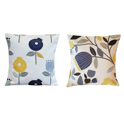 Cushion Cover iLiv Pomegranate Ochre Yellow Grey Blue Floral Design 10" 12" 14" 16" 17" 18" 20" 22" 24" 26" 100% Cotton Handmade - CushionCoverAndDecor