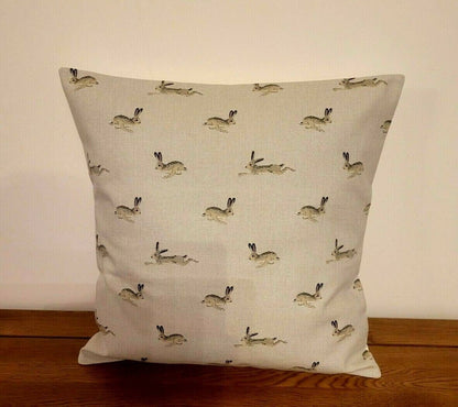 Cushion Cover In Sophie Allport Hare Stone Grey Design , Easter Cushion cover 10" 12" 14" 16" 17" 18" 20" 22" 24" 26" 100% Cotton - CushionCoverAndDecor