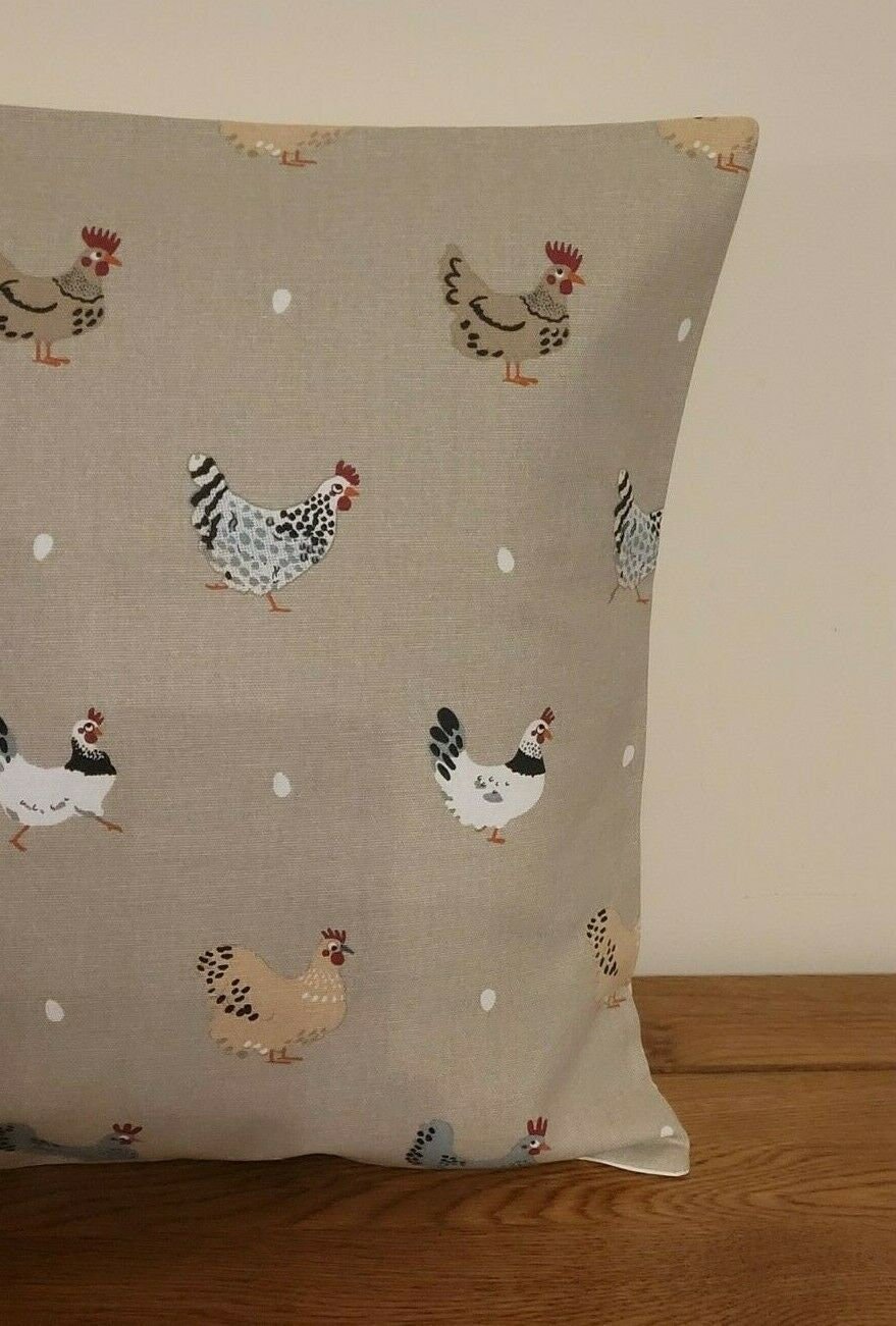 Cushion Cover In Sophie Allport Lay A Little Egg Hen Chicken Design , Easter Cushion cover 12" 14" 16" 17" 18" 20" 22" 24" 26" 100% Cotton - CushionCoverAndDecor