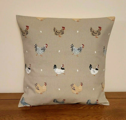 Cushion Cover In Sophie Allport Lay A Little Egg Hen Chicken Design , Easter Cushion cover 12" 14" 16" 17" 18" 20" 22" 24" 26" 100% Cotton - CushionCoverAndDecor