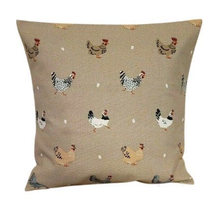 Cushion Cover In Sophie Allport Lay A Little Egg Hen Chicken Design , Easter Cushion cover 12" 14" 16" 17" 18" 20" 22" 24" 26" 100% Cotton - CushionCoverAndDecor