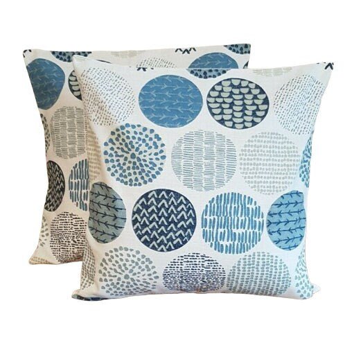 Cushion Cover Indigo Blue Circle Design 10" 12" 14" 16" 17" 18" 20" 22" 24" 26" Handmade 100% Cotton - CushionCoverAndDecor