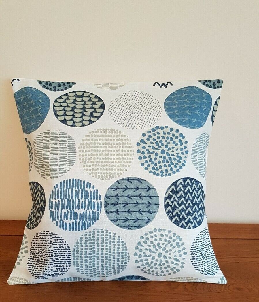 Cushion Cover Indigo Blue Circle Design 10" 12" 14" 16" 17" 18" 20" 22" 24" 26" Handmade 100% Cotton - CushionCoverAndDecor