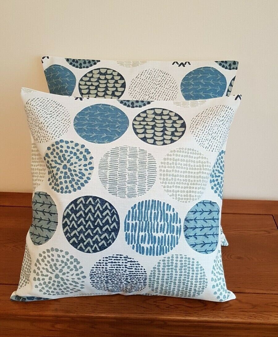 Cushion Cover Indigo Blue Circle Design 10" 12" 14" 16" 17" 18" 20" 22" 24" 26" Handmade 100% Cotton - CushionCoverAndDecor