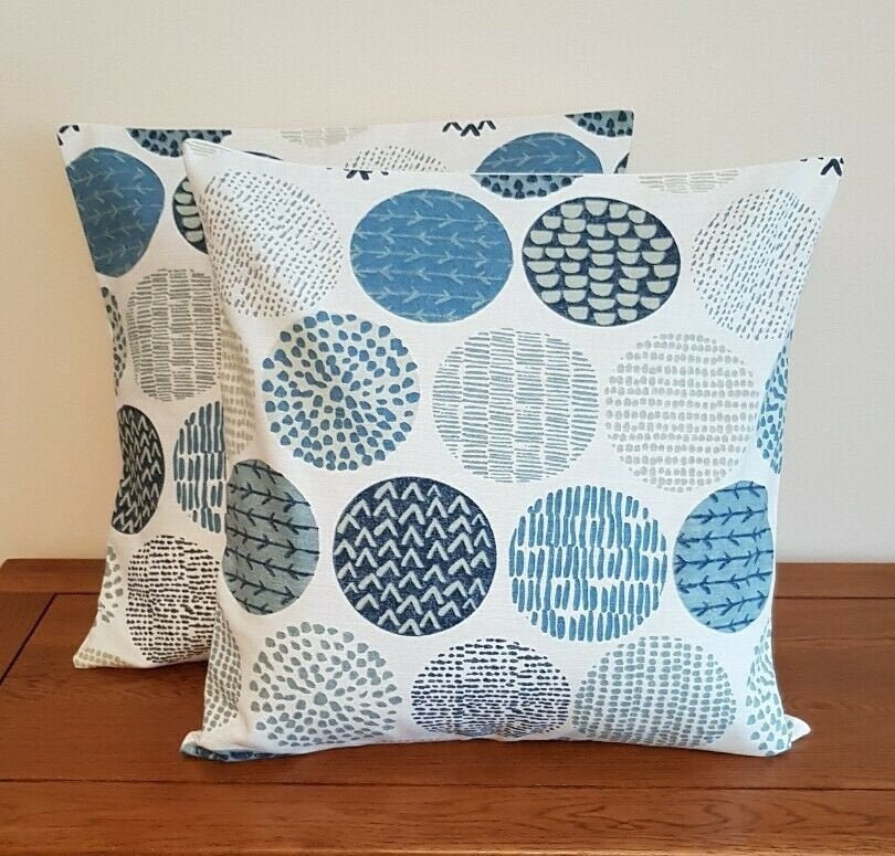 Cushion Cover Indigo Blue Circle Design 10" 12" 14" 16" 17" 18" 20" 22" 24" 26" Handmade 100% Cotton - CushionCoverAndDecor