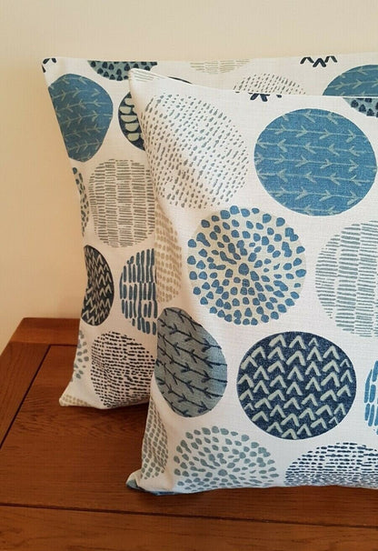 Cushion Cover Indigo Blue Circle Design 10" 12" 14" 16" 17" 18" 20" 22" 24" 26" Handmade 100% Cotton - CushionCoverAndDecor