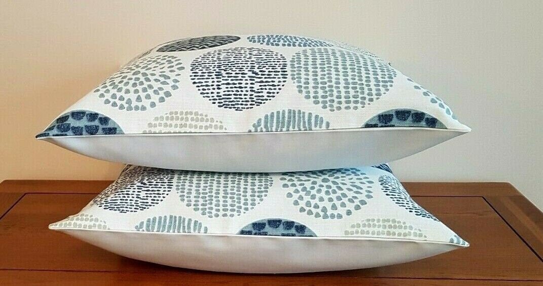 Cushion Cover Indigo Blue Circle Design 10" 12" 14" 16" 17" 18" 20" 22" 24" 26" Handmade 100% Cotton - CushionCoverAndDecor