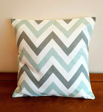 Cushion Cover Jazz Aqua Grey Zig Zag Design 10" 12" 14" 16" 17" 18" 20" 22" 24" 26" Prestigious Textiles Handmade 100 % Cotton - CushionCoverAndDecor