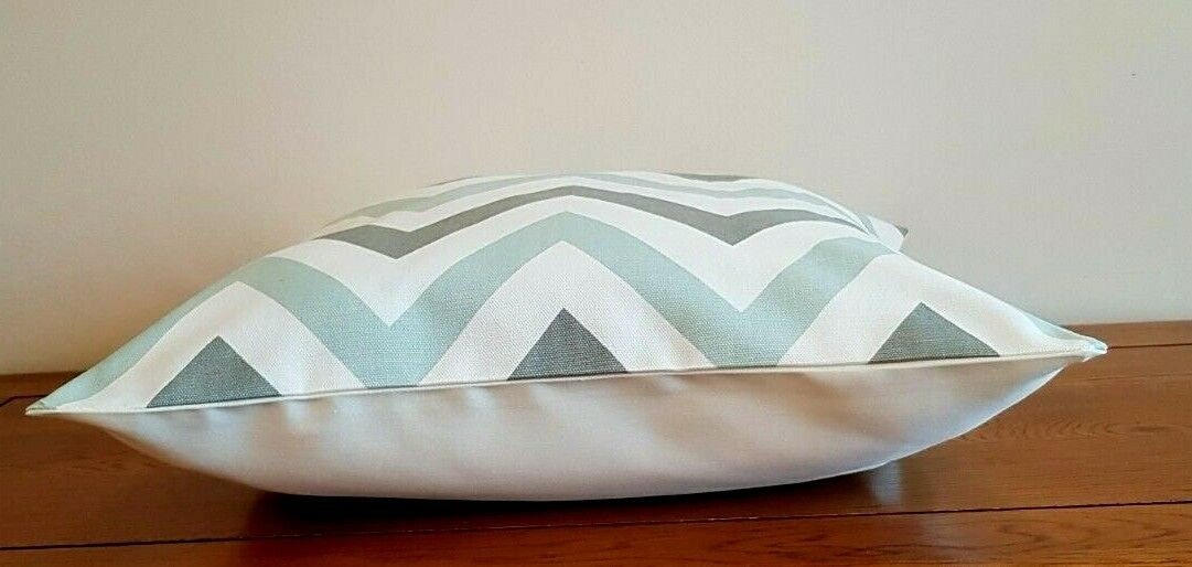 Cushion Cover Jazz Aqua Grey Zig Zag Design 10" 12" 14" 16" 17" 18" 20" 22" 24" 26" Prestigious Textiles Handmade 100 % Cotton - CushionCoverAndDecor