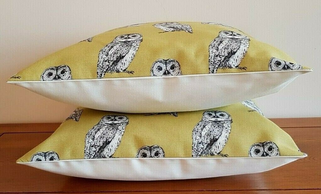 Cushion Cover Khaki Green Grey Olive Owlet Owl 10" 12" 14" 16" 17" 18" 20" 22" 24" 26" Design 100% Cotton Handmade - CushionCoverAndDecor