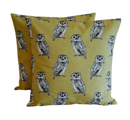 Cushion Cover Khaki Green Grey Olive Owlet Owl 10" 12" 14" 16" 17" 18" 20" 22" 24" 26" Design 100% Cotton Handmade - CushionCoverAndDecor