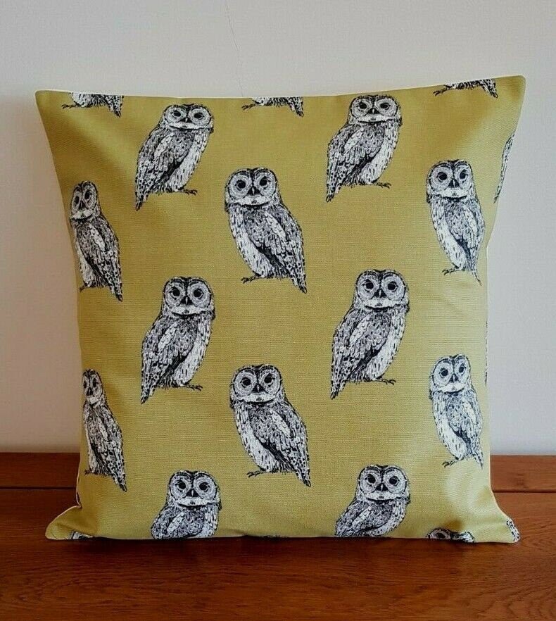 Cushion Cover Khaki Green Grey Olive Owlet Owl 10" 12" 14" 16" 17" 18" 20" 22" 24" 26" Design 100% Cotton Handmade - CushionCoverAndDecor