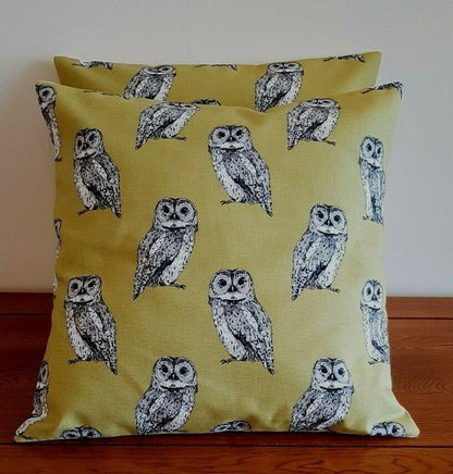 Cushion Cover Khaki Green Grey Olive Owlet Owl 10" 12" 14" 16" 17" 18" 20" 22" 24" 26" Design 100% Cotton Handmade - CushionCoverAndDecor