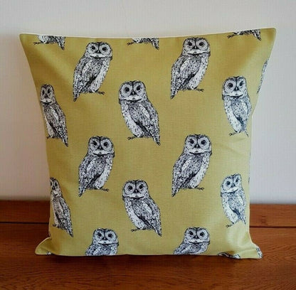 Cushion Cover Khaki Green Grey Olive Owlet Owl 10" 12" 14" 16" 17" 18" 20" 22" 24" 26" Design 100% Cotton Handmade - CushionCoverAndDecor