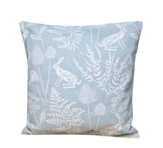 Cushion Cover Kielder Hare Seafoam Blue Design 10" 12" 14" 16" 17" 18" 20" 22" 24" 26" Ashley Wilde Cushion Cover , Handmade 100% Cotton - CushionCoverAndDecor