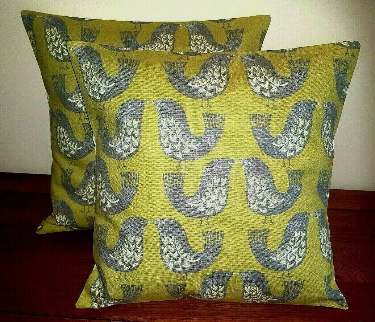 Cushion Cover Kiwi Green Lime Grey Scandi Bird - CushionCoverAndDecor