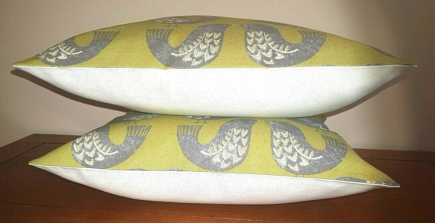 Cushion Cover Kiwi Green Lime Grey Scandi Bird - CushionCoverAndDecor