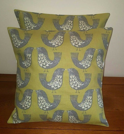 Cushion Cover Kiwi Green Lime Grey Scandi Bird - CushionCoverAndDecor