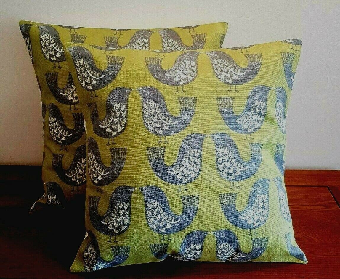 Cushion Cover Kiwi Green Lime Grey Scandi Bird - CushionCoverAndDecor