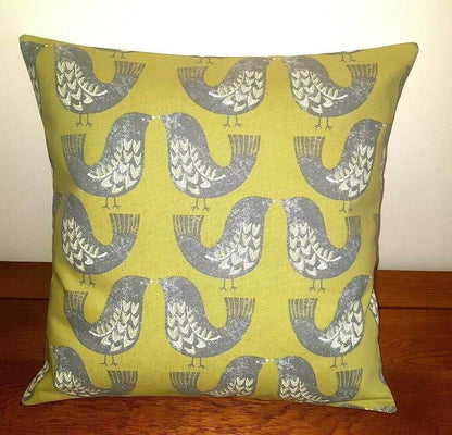 Cushion Cover Kiwi Green Lime Grey Scandi Bird - CushionCoverAndDecor