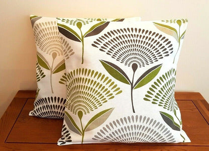 Cushion Cover Lime Green Grey Dandelion Design 10" 12" 14" 16" 17" 18" 20" 22" 24" 26" Handmade 100% Cotton - CushionCoverAndDecor