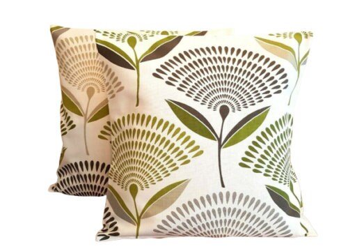 Cushion Cover Lime Green Grey Dandelion Design 10" 12" 14" 16" 17" 18" 20" 22" 24" 26" Handmade 100% Cotton - CushionCoverAndDecor