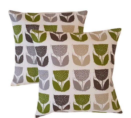 Cushion Cover Lime Green Tulip Floral - CushionCoverAndDecor