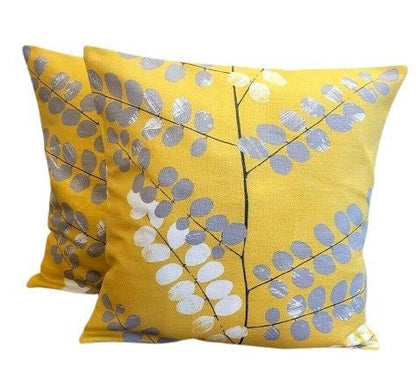 Cushion Cover Malin Citrine Yellow Grey Design 10" 12" 14" 16" 17" 18" 20" 22" 24" , Pillow Cover - CushionCoverAndDecor